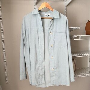 Light Blue Button-Up Shirt Jacket
